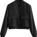 Nadorine Women Bomber Jacket Casual Button Down Shackets
