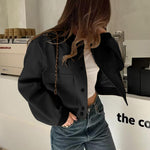 Nadorine Women Bomber Jacket Casual Button Down Shackets