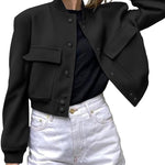 Nadorine Women Bomber Jacket Casual Button Down Shackets