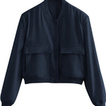 Nadorine Women Bomber Jacket Casual Button Down Shackets