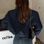 Nadorine Women Bomber Jacket Casual Button Down Shackets
