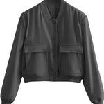 Nadorine Women Bomber Jacket Casual Button Down Shackets