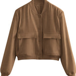 Nadorine Women Bomber Jacket Casual Button Down Shackets