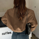 Nadorine Women Bomber Jacket Casual Button Down Shackets