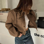 Nadorine Women Bomber Jacket Casual Button Down Shackets