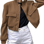 Nadorine Women Bomber Jacket Casual Button Down Shackets