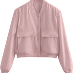 Nadorine Women Bomber Jacket Casual Button Down Shackets