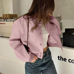 Nadorine Women Bomber Jacket Casual Button Down Shackets