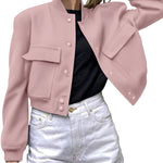 Nadorine Women Bomber Jacket Casual Button Down Shackets