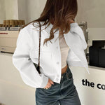 Nadorine Women Bomber Jacket Casual Button Down Shackets