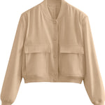 Nadorine Women Bomber Jacket Casual Button Down Shackets