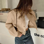 Nadorine Women Bomber Jacket Casual Button Down Shackets