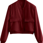 Nadorine Women Bomber Jacket Casual Button Down Shackets