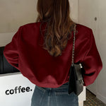 Nadorine Women Bomber Jacket Casual Button Down Shackets