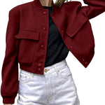 Nadorine Women Bomber Jacket Casual Button Down Shackets