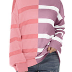 Nadorine Striped Oversized Sweater Color Block Loose Pullover Top