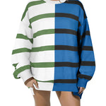 Nadorine Striped Oversized Sweater Color Block Loose Pullover Top