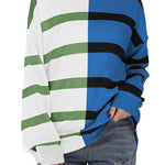 Nadorine Striped Oversized Sweater Color Block Loose Pullover Top