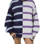 Nadorine Striped Oversized Sweater Color Block Loose Pullover Top