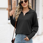 Nadorine Women's Fall Striped Sweater V Neck Oversized Knitted Tops