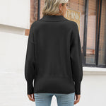 Nadorine Women's Fall Striped Sweater V Neck Oversized Knitted Tops