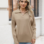 Nadorine Women's Fall Striped Sweater V Neck Oversized Knitted Tops