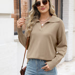 Nadorine Women's Fall Striped Sweater V Neck Oversized Knitted Tops