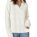 Nadorine Women's Fall Striped Sweater V Neck Oversized Knitted Tops