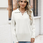 Nadorine Women's Fall Striped Sweater V Neck Oversized Knitted Tops