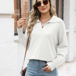 Nadorine Women's Fall Striped Sweater V Neck Oversized Knitted Tops