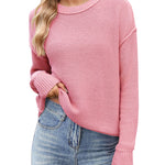Nadorine Women's Crew Neck Cropped Sweater Long Sleeve Knit Tops