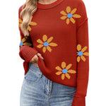 Nadorine Women's Crew Neck Cropped Sweater Long Sleeve Knit Tops