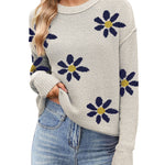 Nadorine Women's Crew Neck Cropped Sweater Long Sleeve Knit Tops