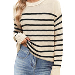 Nadorine Women's Crew Neck Cropped Sweater Long Sleeve Knit Tops