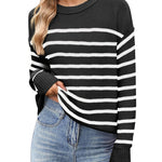 Nadorine Women's Crew Neck Cropped Sweater Long Sleeve Knit Tops