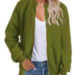 Nadorine Sherpa Fleece Jacket Faux Fuzzy Casual Zip Up Coat
