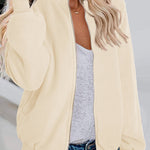 Nadorine Sherpa Fleece Jacket Faux Fuzzy Casual Zip Up Coat