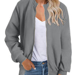 Nadorine Sherpa Fleece Jacket Faux Fuzzy Casual Zip Up Coat