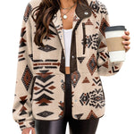 Nadorine Women's Cozy Fleece Jacket Western Aztec Print Coat