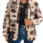 Nadorine Women's Cozy Fleece Jacket Western Aztec Print Coat