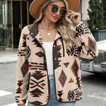 Nadorine Women's Cozy Fleece Jacket Western Aztec Print Coat