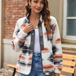 Nadorine Women's Cozy Fleece Jacket Western Aztec Print Coat
