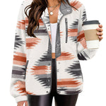 Nadorine Women's Cozy Fleece Jacket Western Aztec Print Coat