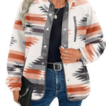 Nadorine Women's Cozy Fleece Jacket Western Aztec Print Coat