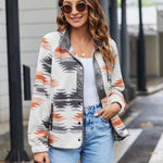 Nadorine Women's Cozy Fleece Jacket Western Aztec Print Coat