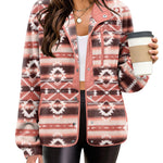 Nadorine Women's Cozy Fleece Jacket Western Aztec Print Coat