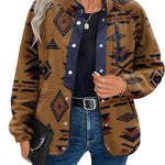 Nadorine Women's Cozy Fleece Jacket Western Aztec Print Coat
