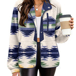 Nadorine Women's Cozy Fleece Jacket Western Aztec Print Coat