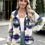 Nadorine Women's Cozy Fleece Jacket Western Aztec Print Coat