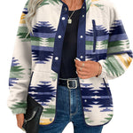 Nadorine Women's Cozy Fleece Jacket Western Aztec Print Coat